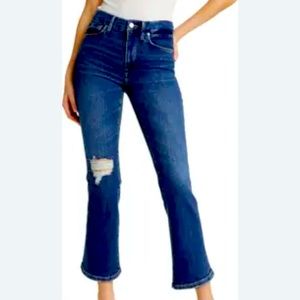 Good American Good Legs Ripped Crop Mini Bootcut Jeans Women Size 4/27